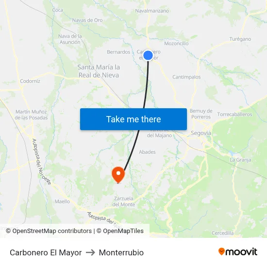 Carbonero El Mayor to Monterrubio map