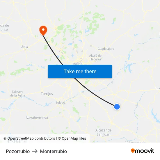Pozorrubio to Monterrubio map