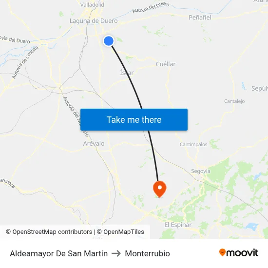 Aldeamayor De San Martín to Monterrubio map
