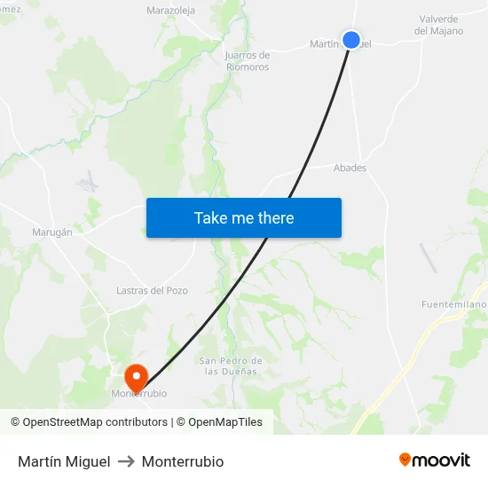 Martín Miguel to Monterrubio map
