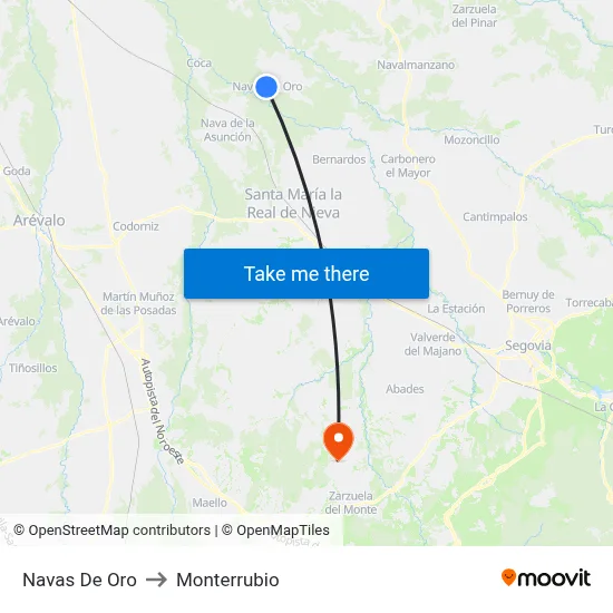 Navas De Oro to Monterrubio map