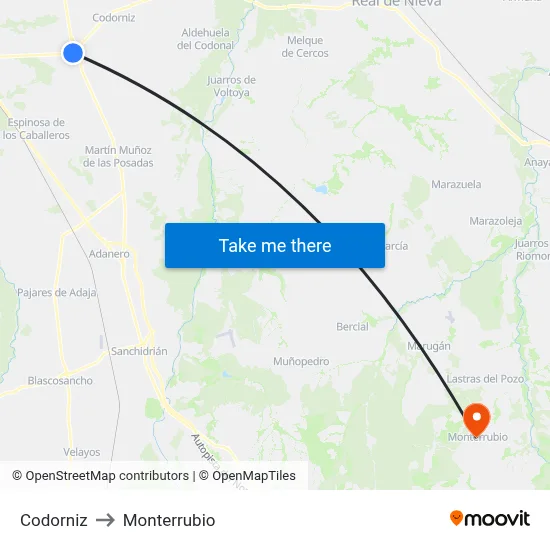 Codorniz to Monterrubio map