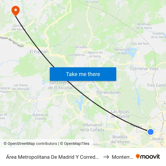 Área Metropolitana De Madrid Y Corredor Del Henares to Monterrubio map