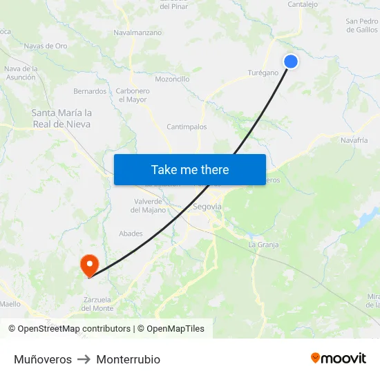 Muñoveros to Monterrubio map