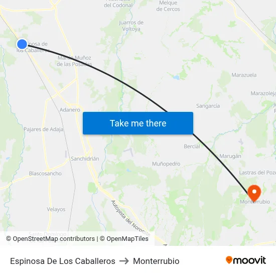Espinosa De Los Caballeros to Monterrubio map