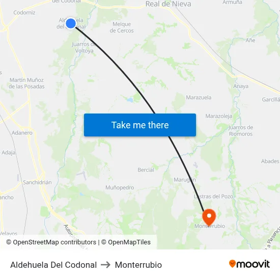 Aldehuela Del Codonal to Monterrubio map