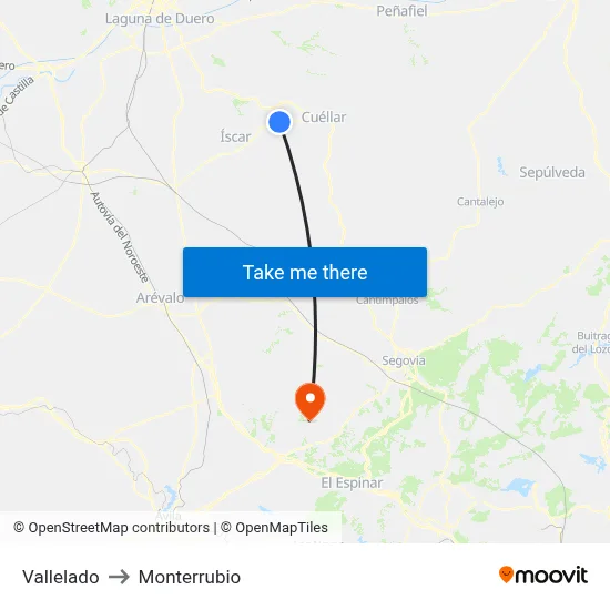 Vallelado to Monterrubio map