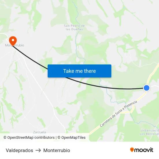 Valdeprados to Monterrubio map
