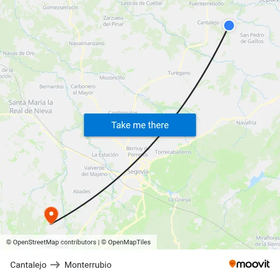Cantalejo to Monterrubio map