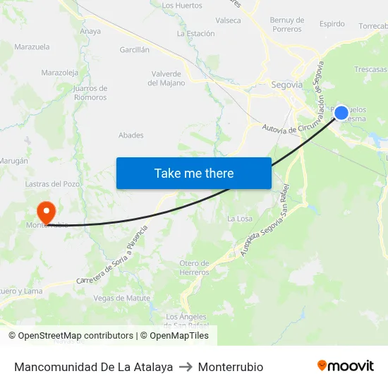 Mancomunidad De La Atalaya to Monterrubio map
