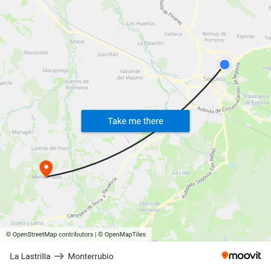 La Lastrilla to Monterrubio map