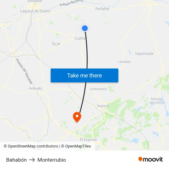 Bahabón to Monterrubio map