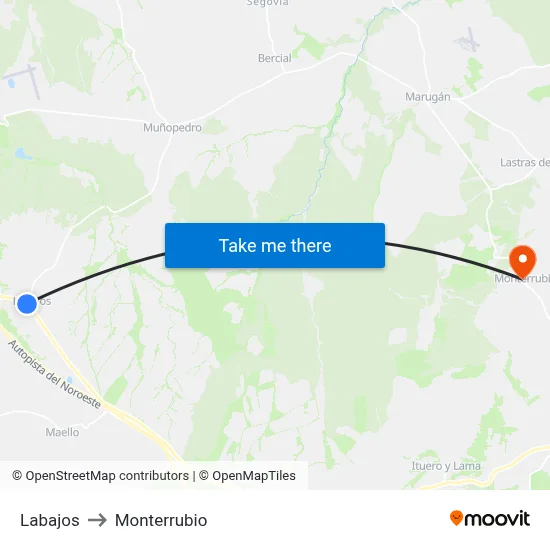 Labajos to Monterrubio map
