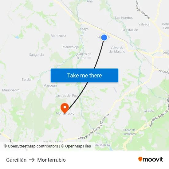 Garcillán to Monterrubio map