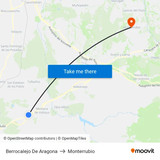 Berrocalejo De Aragona to Monterrubio map