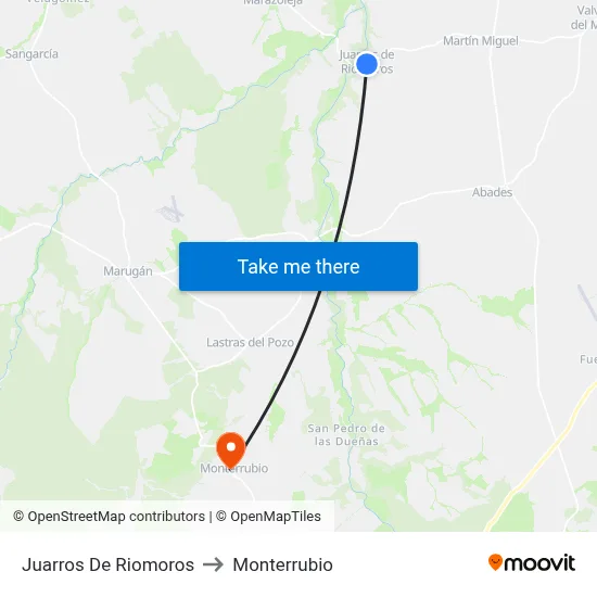 Juarros De Riomoros to Monterrubio map