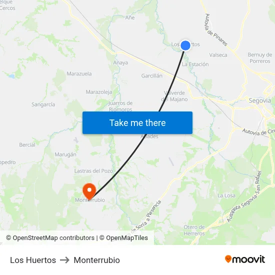 Los Huertos to Monterrubio map