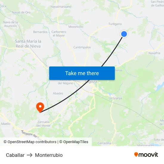 Caballar to Monterrubio map