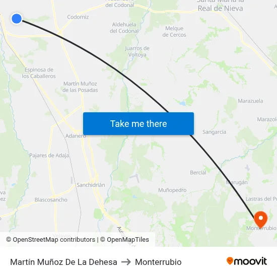 Martín Muñoz De La Dehesa to Monterrubio map