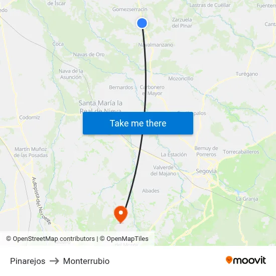 Pinarejos to Monterrubio map