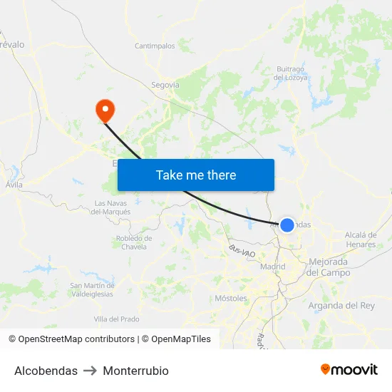 Alcobendas to Monterrubio map