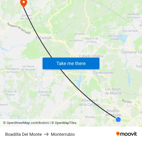 Boadilla Del Monte to Monterrubio map