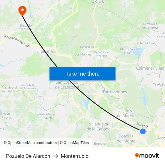 Pozuelo De Alarcón to Monterrubio map