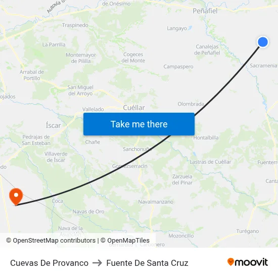 Cuevas De Provanco to Fuente De Santa Cruz map
