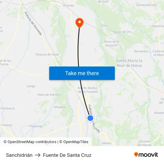 Sanchidrián to Fuente De Santa Cruz map