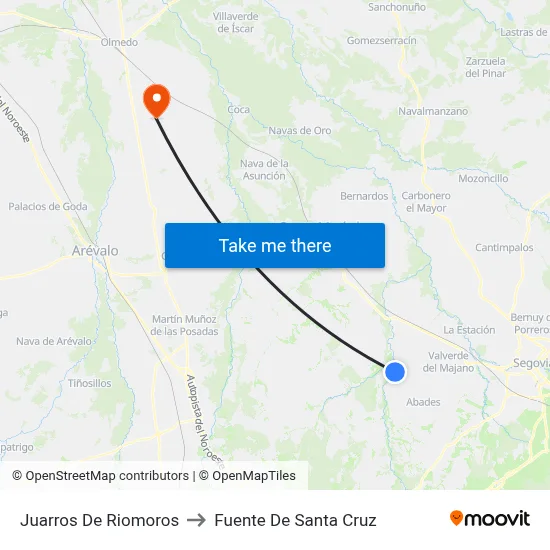 Juarros De Riomoros to Fuente De Santa Cruz map