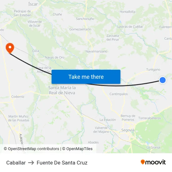 Caballar to Fuente De Santa Cruz map