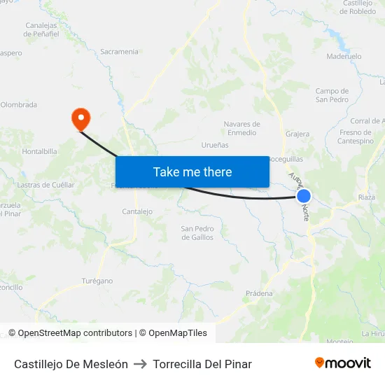 Castillejo De Mesleón to Torrecilla Del Pinar map