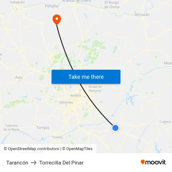 Tarancón to Torrecilla Del Pinar map