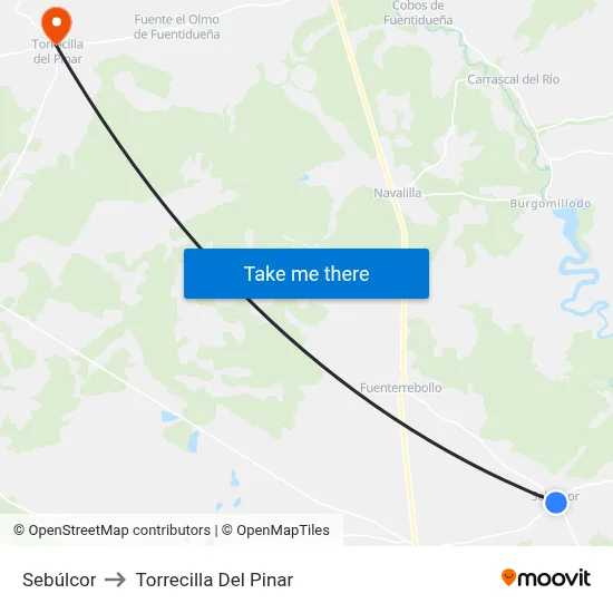 Sebúlcor to Torrecilla Del Pinar map