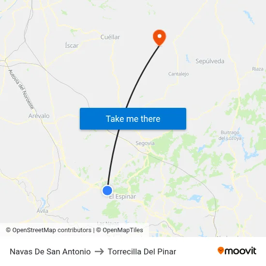 Navas De San Antonio to Torrecilla Del Pinar map