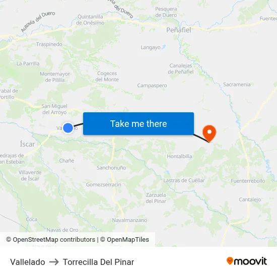 Vallelado to Torrecilla Del Pinar map