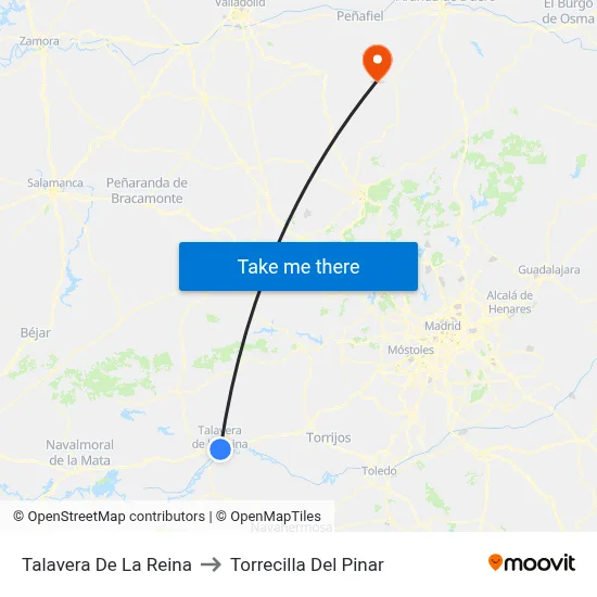 Talavera De La Reina to Torrecilla Del Pinar map