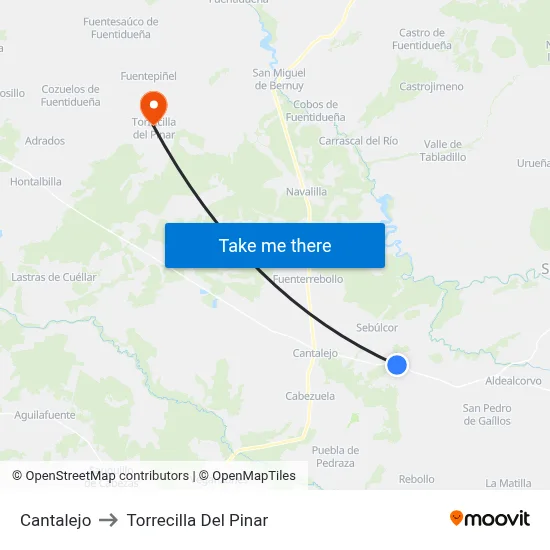 Cantalejo to Torrecilla Del Pinar map