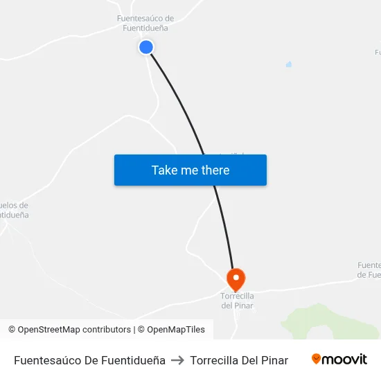 Fuentesaúco De Fuentidueña to Torrecilla Del Pinar map