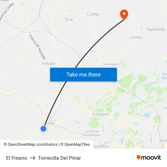 El Fresno to Torrecilla Del Pinar map