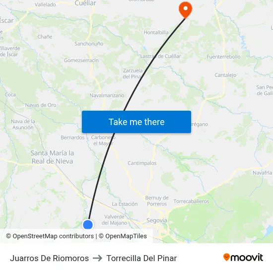 Juarros De Riomoros to Torrecilla Del Pinar map