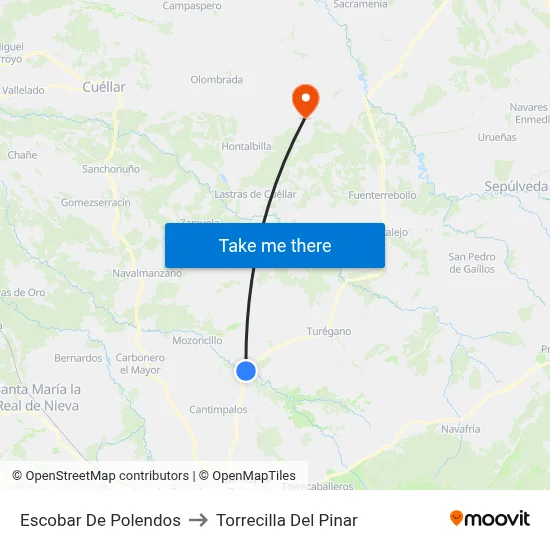 Escobar De Polendos to Torrecilla Del Pinar map