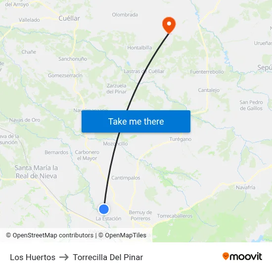 Los Huertos to Torrecilla Del Pinar map