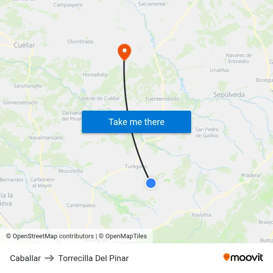 Caballar to Torrecilla Del Pinar map