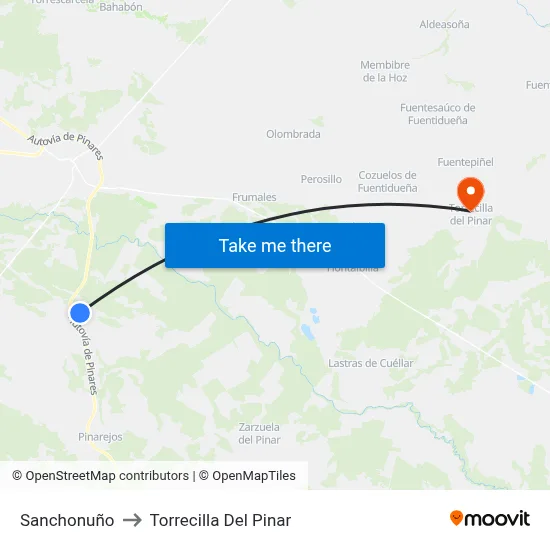 Sanchonuño to Torrecilla Del Pinar map