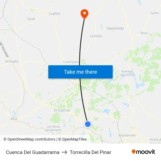 Cuenca Del Guadarrama to Torrecilla Del Pinar map