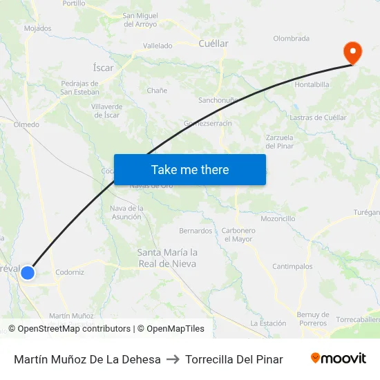 Martín Muñoz De La Dehesa to Torrecilla Del Pinar map