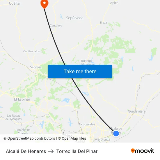 Alcalá De Henares to Torrecilla Del Pinar map