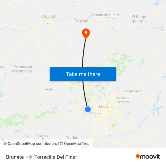 Brunete to Torrecilla Del Pinar map
