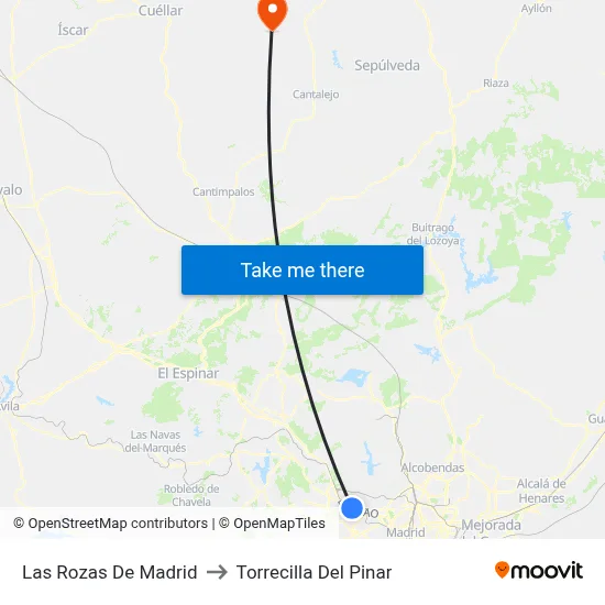 Las Rozas De Madrid to Torrecilla Del Pinar map